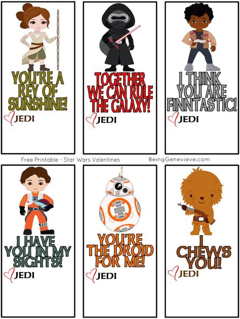 Free Printable Star Wars Valentines | Being Genevieve - These adorable valentines are perfect for any boy or girl to give to their friends with a fun pre-inked star wars stamp attached to the bottom. *View blog to see where to buy the pre-inked stamps.* Free Printable Star Wars, Star Wars Printables, Star Wars Classroom, Star Wars Valentines, Star Wars Crafts, Printable Star, Star Wars Quotes, Star Wars Birthday, Valentines School