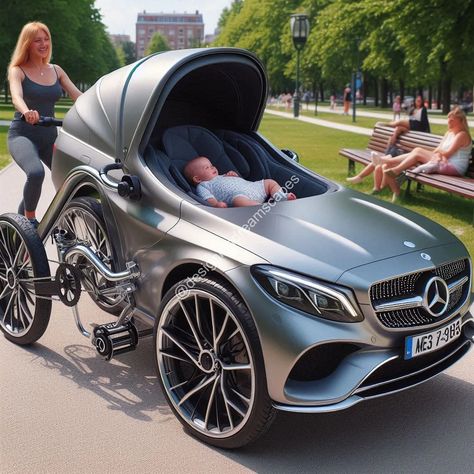 The Mercedes Bicycle Stroller: Where Innovation Meets Luxury Photoshop Challenge, Luxury Stroller, Baby Blue Wallpaper, Baby Life Hacks, Adventurous Women, Baby Bling, Nice Pic, Benz S, Cartoon Jokes