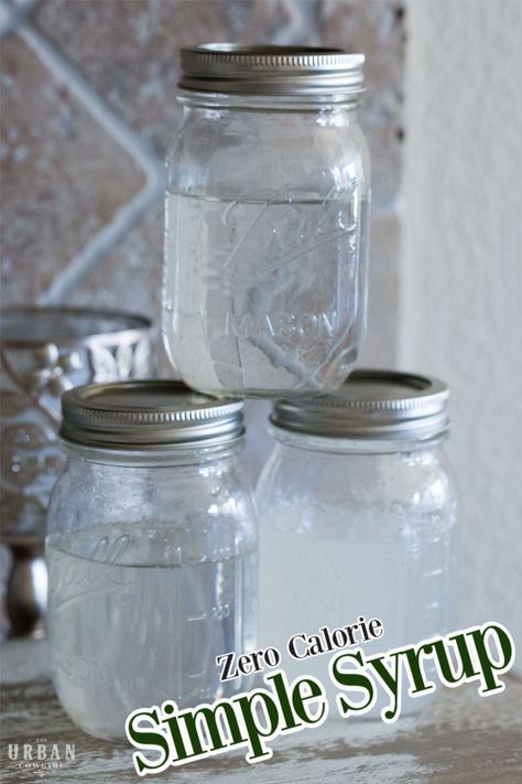 This zero calorie simple syrup takes your favorite cocktails and beverages and replaces this sugar with zero calorie sweetness! It's the perfect healthy recipe to jumpstart your fit life by replacing excess calories. Get the recipe now and transform your favorite drink recipes into skinny cocktails! | Urbancowgirllife.com Southern Cocktails Recipes, Sugar Free Simple Syrup Recipe, Keto Simple Syrup, Keto Simple, Sugar Free Cocktails, Simple Syrup Recipe, Soda Syrup, Sugar Free Drinks, Drink Syrups