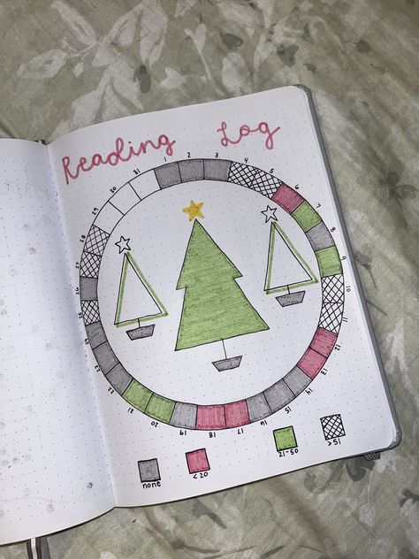 Reading log. Reading tracker. Pages read. Bullet journal. Christmas bullet journal. Christmas reading log. Bullet journal ideas. Bullet journal for beginners. Reading Log Bullet Journal, Bullet Journal Ideas December, December Journal Ideas, Bullet Journal Ideas For December, December Reading Log, Christmas Tracker, December Bullet Journal Ideas, December Bujo, Christmas Bullet Journal