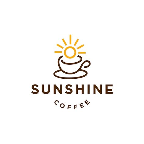 Minimal coffee or tea morning sunshine l... | Premium Vector #Freepik #vector #coffee-logo #coffee-badge #cafe-logo #cup-logo Sun Coffee Logo, Sunshine Logo, Hipster Icons, Minimal Coffee, Tea Morning, Egg Logo, Round Logo Design, Cart Logo, Sunrise Coffee