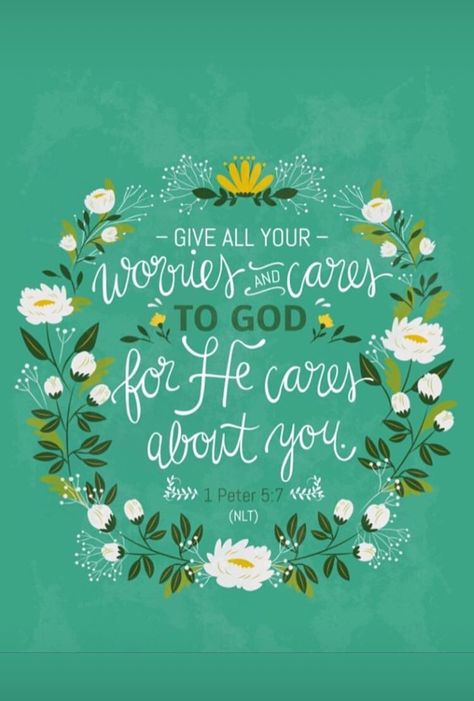 Worry Scripture, 1 Peter 5, Bible Verse Art, Prayer Scriptures, Bible Verses Quotes Inspirational, Bible Quotes Prayer, Inspirational Bible Verses, Love The Lord, 1 Peter