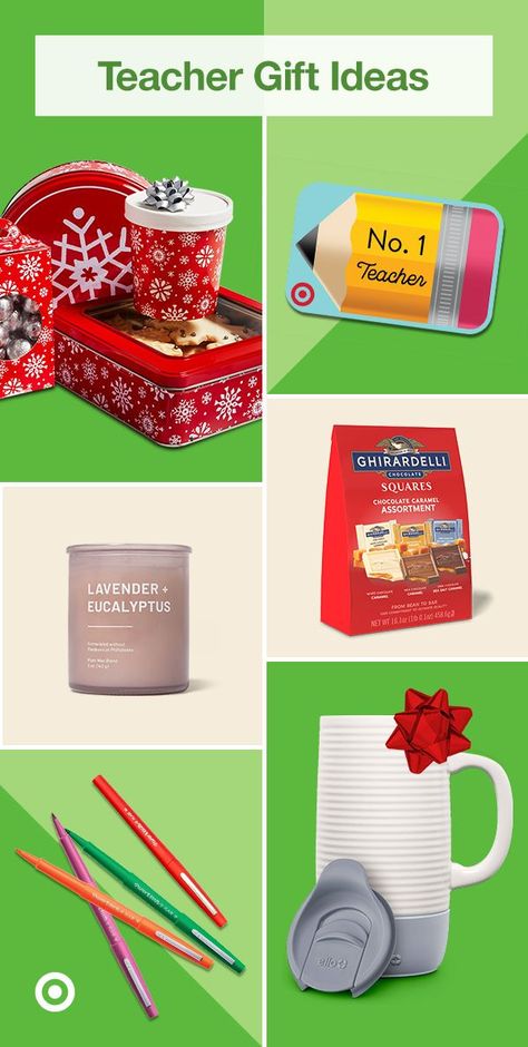 Give your kids’ favorite teachers a Christmas surprise with thoughtful ideas like stationery & travel mugs or self-care faves like candles & chocolate. Gifts From Target, Unique Teacher Appreciation Gifts, Ghirardelli Chocolate Squares, Gift Ideas For Teachers, Classroom Essentials, Mastercard Gift Card, 12 Days Of Xmas, Teacher Gift Baskets, Teacher Gift Ideas