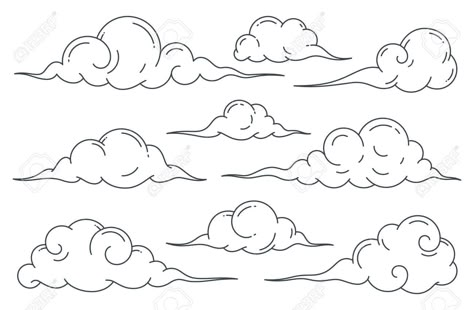 Swirl Clouds Drawing, Whimsical Clouds Drawing, Fluffy Cloud Drawing, Swirly Cloud Drawing, Wispy Clouds Drawing, Cloud Tattoo Stencil Outline, Cloud Simple Drawing, Cartoon Clouds Drawing, Trippy Clouds Drawing