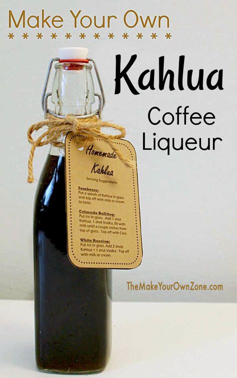 How To Make Homemade Kahlua Diy Kahlua, Homemade Liqueur Recipes, Kahlua Drinks, Coffee Vodka, Kahlua Coffee, Homemade Kahlua, Pane Naan, Kahlua Recipes, Homemade Liqueur