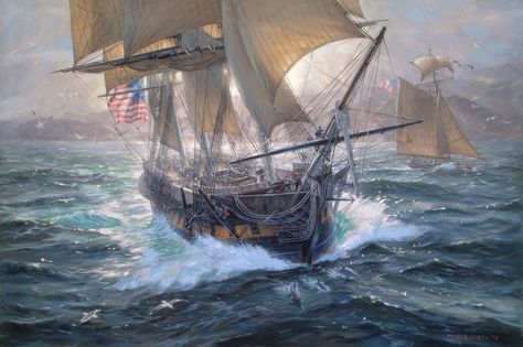 USS Constellation, 1854, a sloop-of-war, the only ship left that had active service during the Civil War. Tall Ships Art, Maritime Painting, Mystic Seaport, Navi A Vela, Uss Constitution, Old Sailing Ships, Maritime Art, Sailboat Art, Marine Painting