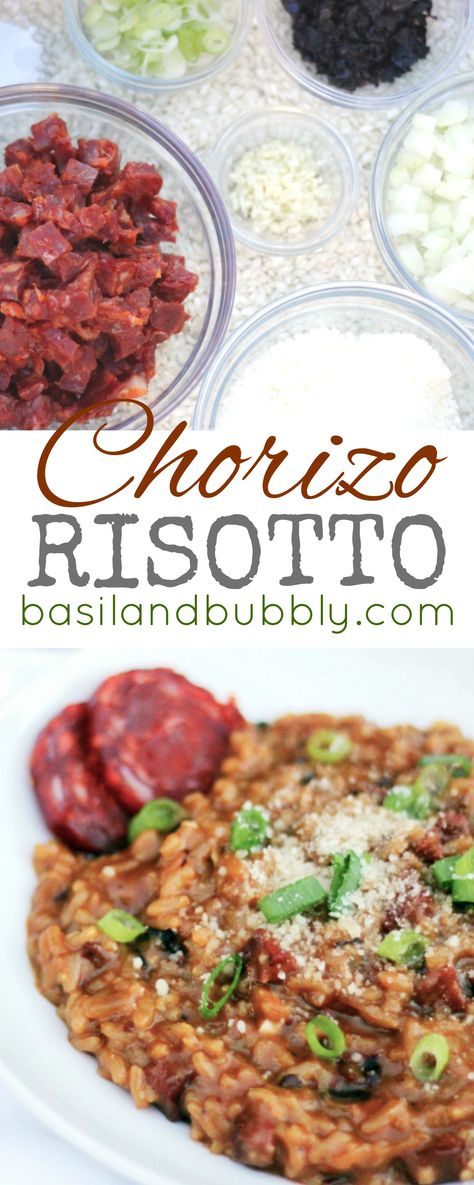 Spanish chorizo turns rice into a decadent meal with this Chorizo Risotto dinner recipe Risotto Dinner Recipes, Chorizo Risotto, Risotto Dinner, Italian Risotto, Spanish Chorizo, Rice Salads, Best Lunch Recipes, Chile Peppers, Risotto Recipe