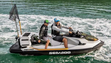 Sea-Doo Fishing Pro Personal Watercraft - Dedicated fishing jetski with fishing cooler, GPS, and fish finder Jet Ski Fishing, Fishing Australia, Yatch Boat, Jet Skies, Plywood Boat Plans, Motor Yamaha, Offshore Fishing, Jet Boats, Jetski