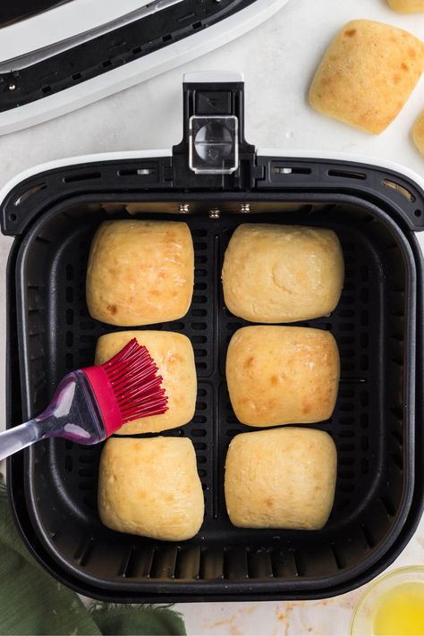 Air Fryer Frozen Dinner Rolls | Air Frying Foodie Rolls In Air Fryer, Rhodes Rolls, Frozen Dinner Rolls, Frozen Dinner, Frozen Rolls, Fluffy Bread, Parker House Rolls, Frozen Dinners, Air Frying