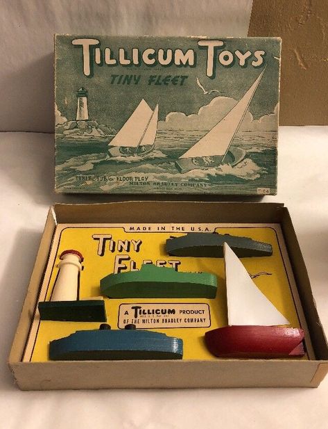 Toy Sailboat, Toy Boats, Polly Pockets, Toy Boat, Wood Games, Milton Bradley, Vintage Diy, Light House, Tin Toys