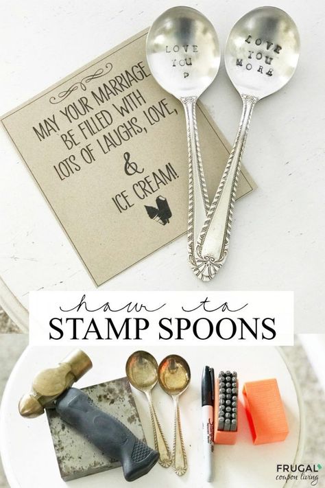 Spoon Quotes, Wedding Gift Tags Printable, Dremel Art, Crafts Quotes, Metal Spoons, Metal Stamping Projects, Spoon Jewelry Diy, Spoons Diy, Metal Stamping Diy