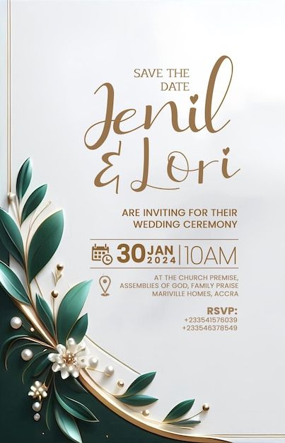 Template Undangan, Elegant Wedding Invitation Card, Flower Background Design, Green Invitations, Free Wedding Invitations, Wedding Invitation Card Design, Free Business Card Mockup, Background Wallpaper For Photoshop, Golden Wedding