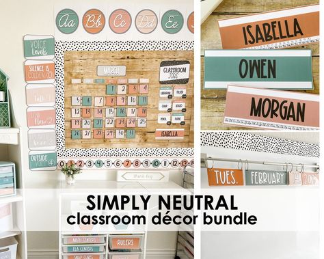 Neutral Classroom Theme, Boho Classroom Theme, Classroom Jobs Bulletin Board, Classroom Decor Elementary, Aesthetic Classroom, Cool Fonts Alphabet, Classroom Jobs Display, 2024 Classroom, Neutral Classroom