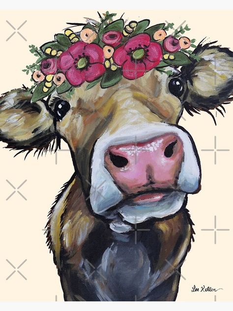 Cow Art Print, Cow Canvas, Cow Painting, Sunflower Art, Cow Art, The Cow, Urban Sketchers, Tolkien, Flower Crown