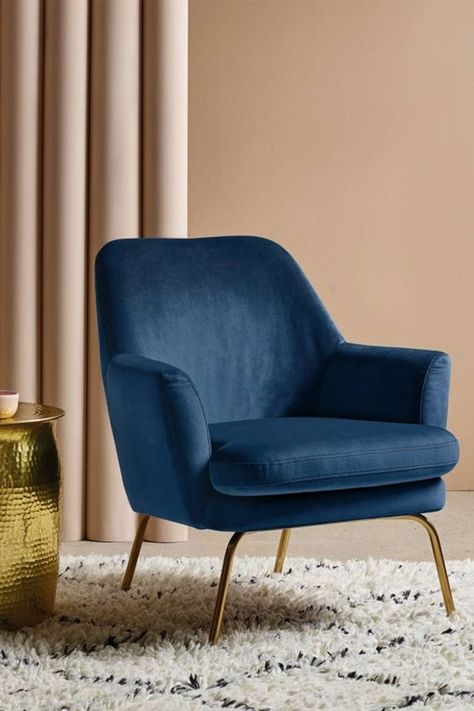 Corner Reading Chair, Cosy Armchair, Blue Velvet Armchair, Armchair Bedroom, Single Seat Sofa, White Armchair, Scandinavian Armchair, Comfy Armchair, Mid Century Modern Armchair