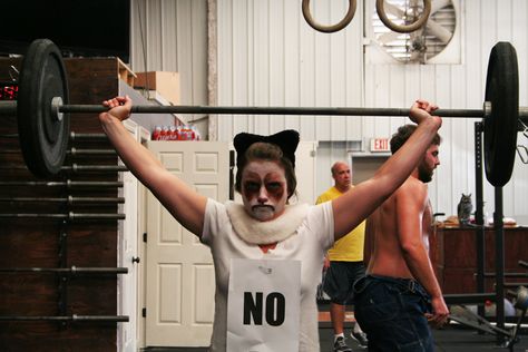 I tried Crossfit once...it was awful. (my grumpy cat costume at our HalloWOD) #grumpycat #crossfit Crossfit Halloween Costumes, Grumpy Cat Costume, Crossfit Outfit, Motivation Humor, Disney Run, Crossfit Clothes, Crossfit Motivation, Halloween Express, Cat Costume