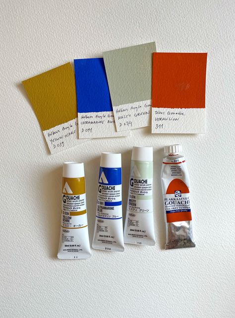 Gouache Color Palette, Holbein Acryla Gouache, Holbein Gouache, Gouache Palette, Neon Palette, Create A Color Palette, Sage Color Palette, Collage Books, Acryla Gouache