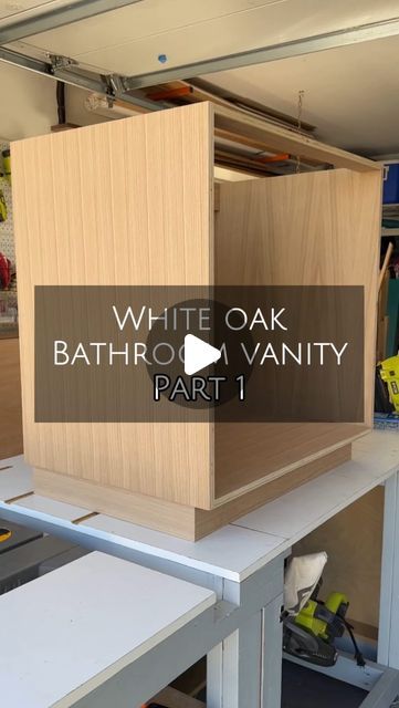 Natalie Park | DIY, Builds & Design on Instagram: "The WHITE OAK BATHROOM VANITY build has started! 🤍 

Yes, another custom vanity and I’m all for it! I know the walnut double vanity isn’t totally done yet, but had to get started on this one! This one is a single vanity and slightly simpler, but oh so pretty too. 

I made rabbets on the sides and bottom pieces in order to fit the 1/4” back panel in flush since both sides are exposed. I also decided to connect the base with the main vanity too.

I’ll be sharing the whole process of this build with more details in my stories as I always do, so don’t forget to LIKE, COMMENT, SAVE, and FOLLOW along to see this white oak vanity come to life! 😘
.
.
.
.
.
#whiteoak #whiteoakvanity #customvanity #parkplaceabode #diyprojects #diyhome #homediy #ho Diy Double Vanity, Diy Floating Vanity, Bathroom Vanity Diy, Bathroom Vanity Build, White Oak Bathroom Vanity, White Oak Bathroom, White Oak Vanity, Oak Vanity, Oak Bathroom Vanity