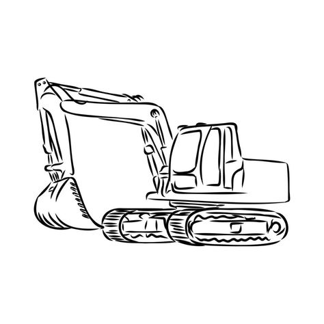 Excavator Tattoo Ideas, Construction Site Drawing, Excavator Tattoo, Excavator Drawing, Excavator Vector, Excavator Logo, Sagittarius Tattoo, Paint Inspo, Scorpion Tattoo