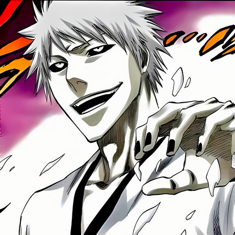 White Ichigo Manga, White Ichigo Icon, Hollow Zangetsu, Zangetsu And Ichigo, White Zangetsu, White Ichigo, Ichigo Zangetsu, Bleach Colored Manga, Hollow Ichigo