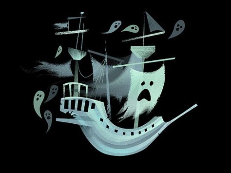 Ghost Ship Art, Halloween Diorama, Ghost Drawing, Stay Awake, Ghost Ship, Ship Drawing, Font Illustration, Baby Drawing, Halloween Illustration