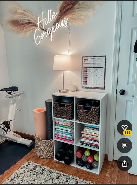 Bedroom Gym Corner, Bedroom With Workout Area, Small Home Gym Corner, Workout Corner In Bedroom, Exercise Corner, Small Gym Room, Small Workout Room, Gym Corner, Workout Corner