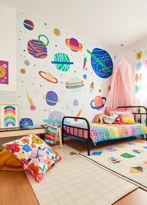 Funky Wall Murals Painted, Colorful Kids Room Boy, Kids Room Murals, Colorful Kids Room, Kids Room Paint, Murals For Kids, Toddler Girl Room, Kids Bedroom Inspiration, Bedroom Murals