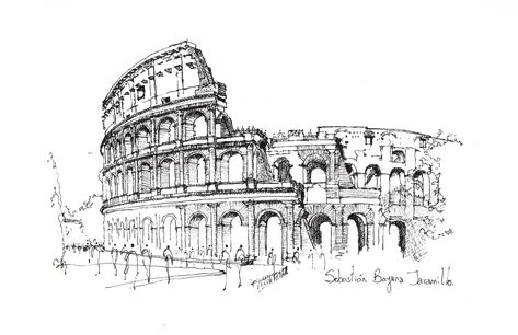 Gallery of The Importance of Human Scale When Sketching - 32 Colosseum Rome, Architecture Sketchbook, Social Art, Architecture Concept Drawings, Architecture Drawing Art, Travel Sketches, Architectural Sketch, Architectural Drawing, 수채화 그림