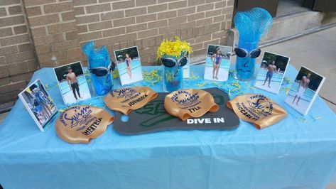 Swim Superlatives, Swim Team Senior Night Gifts, Swim Team Senior Night, Senior Swim Gifts, Swim Team Banquet Ideas, Team Banquet Ideas, Swim Senior Night, Swim Team Banquet, Swim Team Party