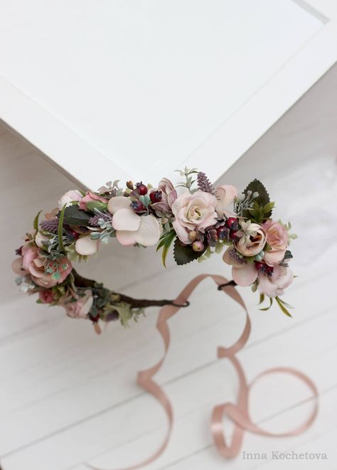 Boho Floral Crown, Bridal Hair Wreath, Bridal Floral Crown, Diy Headbands, Flowers Crown, Rose Flower Crown, Diy Flower Crown, Wedding Hair Wreath, Flower Girl Crown