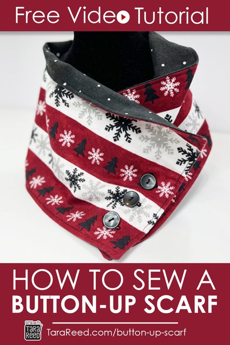 Looking for a quick & easy holiday gift, teacher gift or things to sew and sell? This Button-Up Scarf is for you. Free video tutorial for how to sew a scarf with buttons by Tara Reed. Sew A Scarf, Things To Sew And Sell, Scarf With Buttons, Sew And Sell, Things To Sew, Simple Holiday Gifts, Winter Flannel, Tara Reed, Janome Sewing Machine