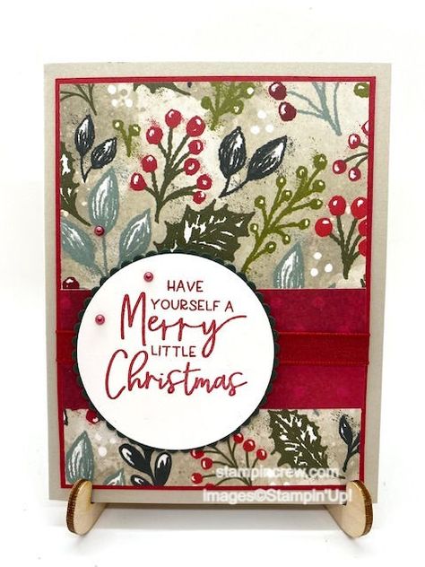 Designer Paper Christmas Cards, Christmas Cards Patterned Paper, Su Peaceful Prints Dsp Cards, One Layer Christmas Cards, Su Joy Of Christmas Dsp, Toile Christmas Stampin Up Cards, Fractured Christmas Cards, Stampin Up Under The Mistletoe Dsp Cards, Framed And Festive Stampin Up Cards