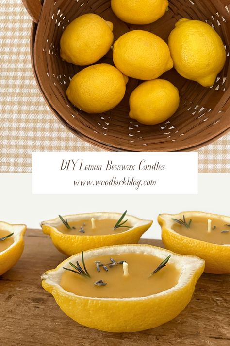 Lemon Candles Diy, Lemon Gift Ideas, Scented Beeswax Candles Diy, Lemon Activities, Woodlark Blog, Homemade Citronella Candles, Lemon Candles, Making Beeswax Candles, Lemon Scented Candle