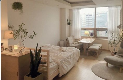 Korean Bedroom, Small Apartment Bedrooms, Small Room Design, Minimalist Room, Room Inspiration Bedroom, Room Ideas Bedroom, Aesthetic Bedroom, Apartment Room, Apartment Interior