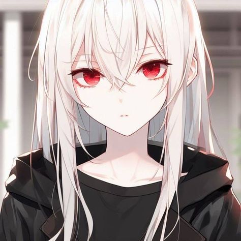 Black Haired Anime Female Red Eyes, White Hair Red Eyes Anime Woman, Anime White Hair Red Eyes, White Hair Red Eyes, Demon Pictures, Long White Hair, Demon Girl, Anime Child, Leh