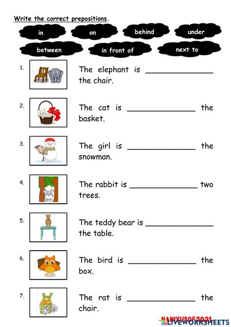 Preposition In On Under Worksheet, In Front Of Behind Between Worksheet, In On Under Next To Worksheet, In On Under Worksheet, Junior English, English Reading Skills, Grade 2 English, Opposites Worksheet, English Club