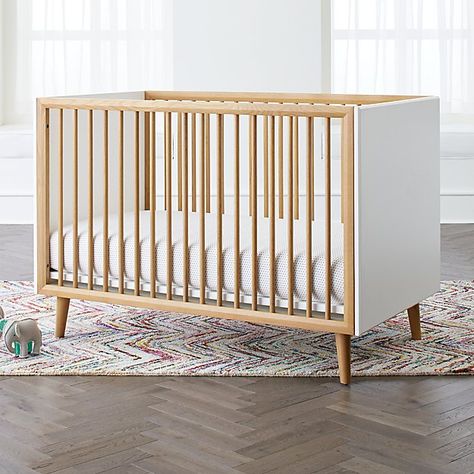 Mid-Century 3-in-1 Spindle Crib + Reviews | Crate and Barrel Spindle Crib, Baby Bedroom Furniture, Modern Baby Cribs, Baby Cribs Convertible, Kids' Furniture, Deco Studio, Baby Bassinet, Nursery Crib, Baby Bedroom