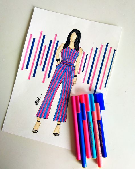 Fashion illustrations of vertical line stripes women costume Vertical Line Dress Sketch, Vertical Lines Dress Design, Stripes Fashion Illustration, Vertical Lines Dress Illustration, Elements Of Design Line Dress, Vertical Line Fashion, Vertical Lines Dress, Vertical Lines Art Design, Vertical Line Drawing