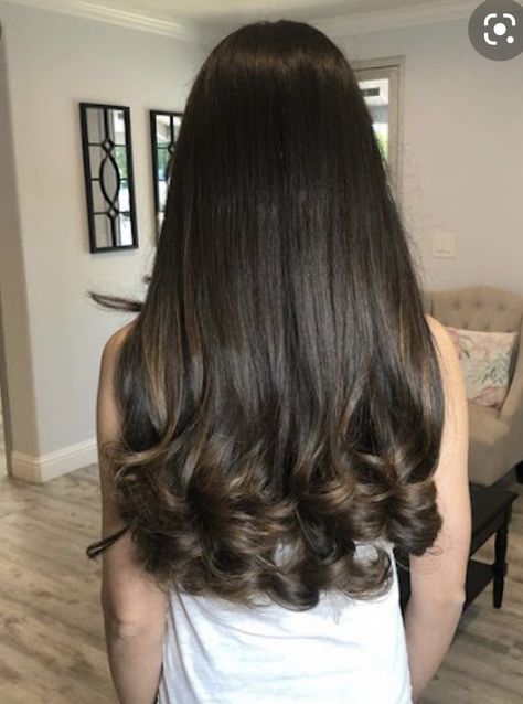 Straight Curled Ends Hair, Straight Hair Curled Inwards, Straight Hair Curls At End, Straight Hair Ends Curled, Soft Curls Black Hair, Mid Length Hair Curls, Curled Ends Hair, Straight Curls, Indian Hair Cuts