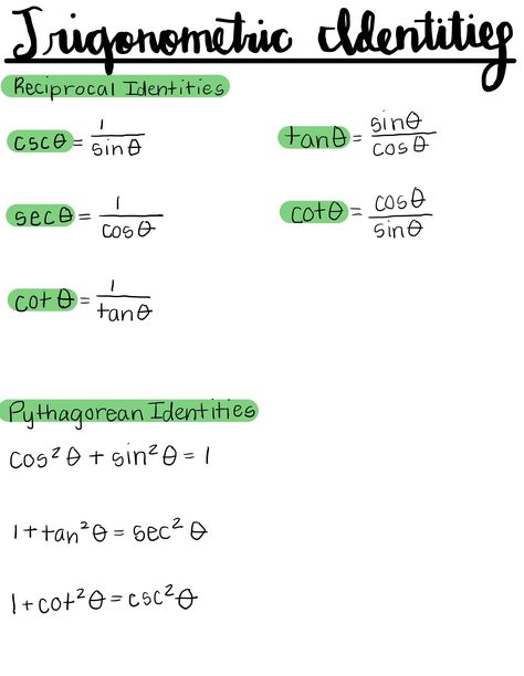 Trigonometric Identities Formula, Trignamentry Formula, Trigonometry Identities, Trigonometric Identities, Maths Notes, Math Formula Chart, Formula Chart, Math Notes, Math Formulas