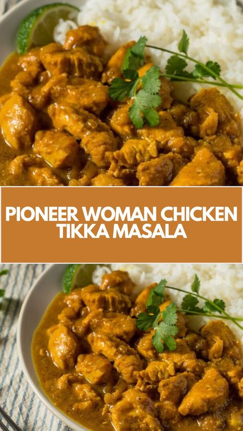 Pioneer Woman Chicken Tikka Masala is made with chicken breasts, plain yogurt, butter, onions, garlic, fresh ginger, garam masala, diced tomatoes, and heavy cream. This easy Chicken Tikka Masala recipe creates a delicious dinner that takes about 40 minutes to prepare and can serve up to 4 people. Indian Garlic Chicken, Authentic Chicken Tikka Masala, Healthy Tikka Masala, Tikki Masala, Easy Chicken Tikka Masala, Pioneer Woman Chicken, Chicken Masala Recipe, Chicken Tikka Masala Recipes, Chicken Masala