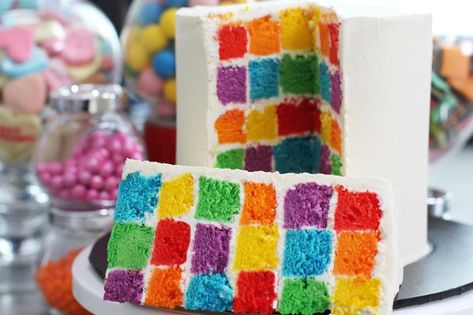 Checkered Cake, Surprise Inside Cake, Rainbow Checkerboard, Checkerboard Cake, Cube Cake, Inside Cake, Torte Cupcake, Magic Cake, Rainbow Food