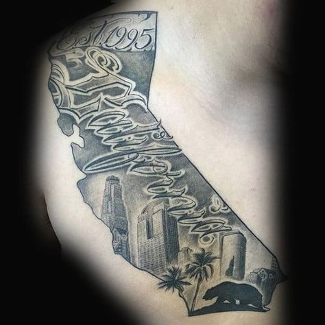 100 California Tattoo Designs For Men - Pacific Pride Ink Ideas Sacramento Tattoo Ideas, Cali Tattoo, Pride Tattoo, California Tattoo, Cactus Tattoo, Graffiti Tattoo, Tattoos For Black Skin, Dope Quotes, Clock Tattoo