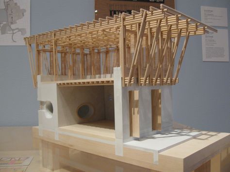 MoMA: Meti--Handmade School, Rudrapur, Bangladesh, 2004-2006 | par shermaniac Section Model, Bamboo House Design, Timber Architecture, Bamboo Architecture, Wood Architecture, Bamboo House, Arch Model, Architecture Model Making, Timber Structure