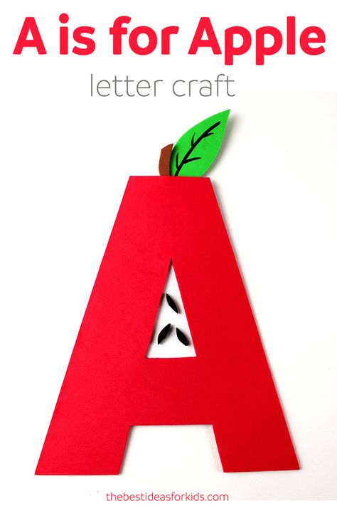 A fun and easy way to learn about the Letter A! Make this A is for Apple Letter Craft.  via @bestideaskids Apple Letters, Preschool Letter Crafts, A Is For Apple, Alphabet Crafts Preschool, Abc Crafts, Alphabet Letter Crafts, Apple Preschool, Abc Art, K Crafts