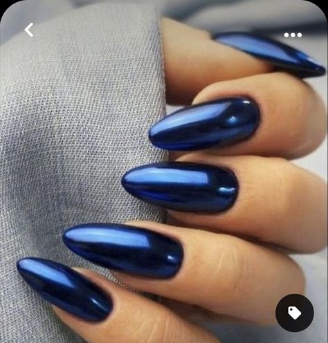 Makeup Nails Art, Fall Nail Art Designs, Her Nails, Almond Nails Designs, Blue Nail, Metallic Nails, Chrome Nails, Gorgeous Nails, Cute Acrylic Nails