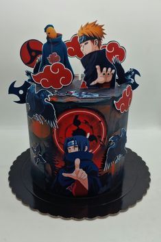 Anime Cake Naruto, Kakashi Birthday Cake, Itachi Uchiha Cake, Kakashi Cake, Akatsuki Cake, Itachi Birthday, Naruto Theme Cake, Naruto Cake Ideas Birthdays, Naruto Cake Design