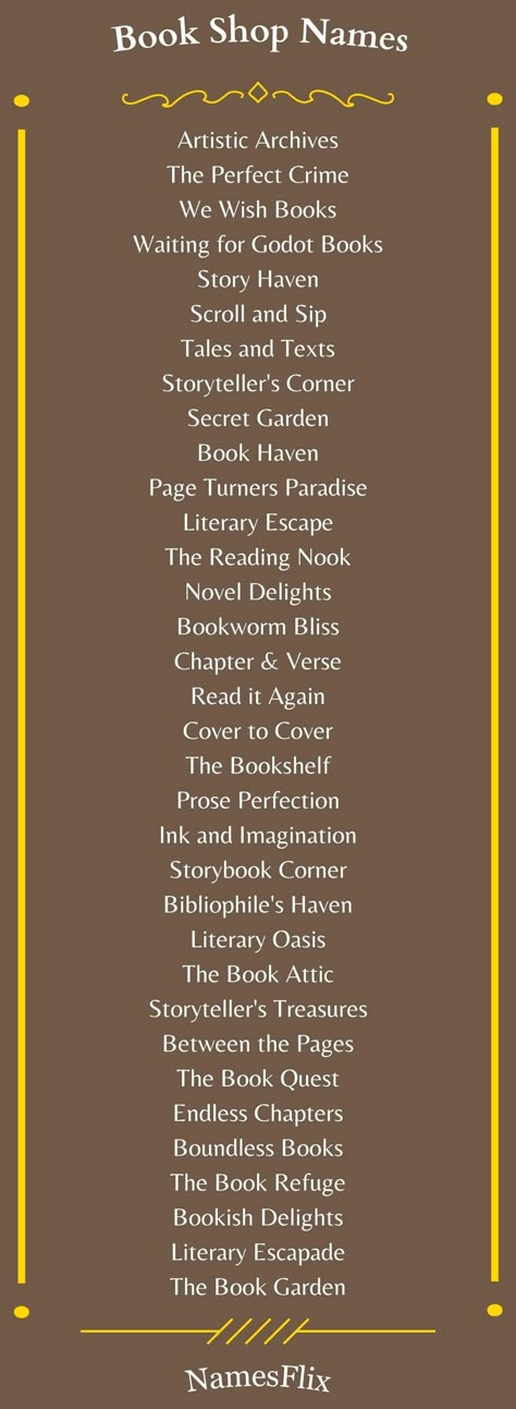 Book Shop Names Comic Book Name Ideas, How To Start A Used Bookstore, Bookish Names For Instagram, Book Instagram Name Ideas, Booktok Name Ideas, Author Pen Name Ideas, Book Cafe Names Ideas, Bookshop Name Ideas, Book Shop Name Ideas