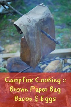 SO easy!  Cook bacon  eggs over a campfire.  YUM! Campfire Cooking Set Up, Open Fire Cooking Equipment, Meals While Camping, Diy Campfire, Food To Take Camping, Campfire Cooking Equipment, Sheet Pancakes, Campfire Pizza, Family Camping Ideas