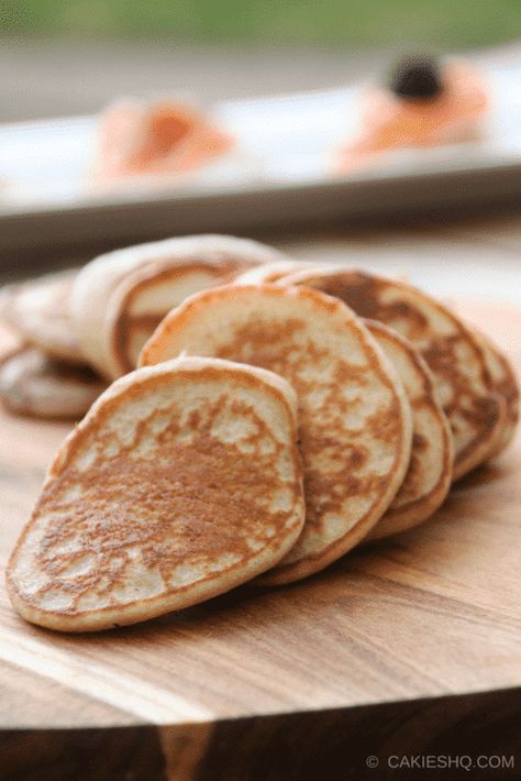 Russian Buckwheat Blini (Oladyi) Recipe | Russian Mini Pancakes Buckwheat Blini Recipe, Russian Pastries, Borscht Soup, Bite Size Snacks, Mini Tortillas, Mini Pancakes, Pancake Recipe, Buckwheat, Seafood Dishes